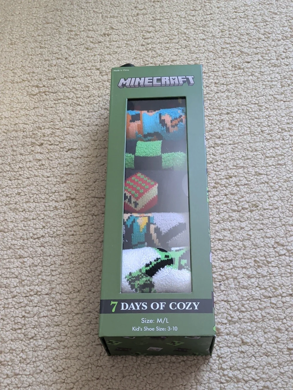 Minecraft Kids' 7 Days of Cozy Socks - Green Multi